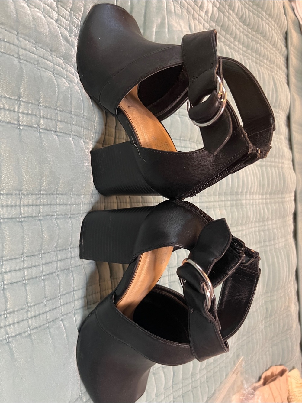 Apt. 9 Black Platform Block Heel Ankle Strap Pumps